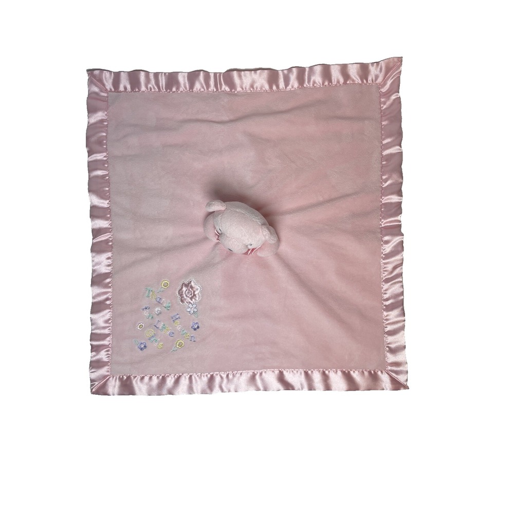 Bright Future Pink Bear Security Blanket Satin Lovey Thank Heaven Little Girl